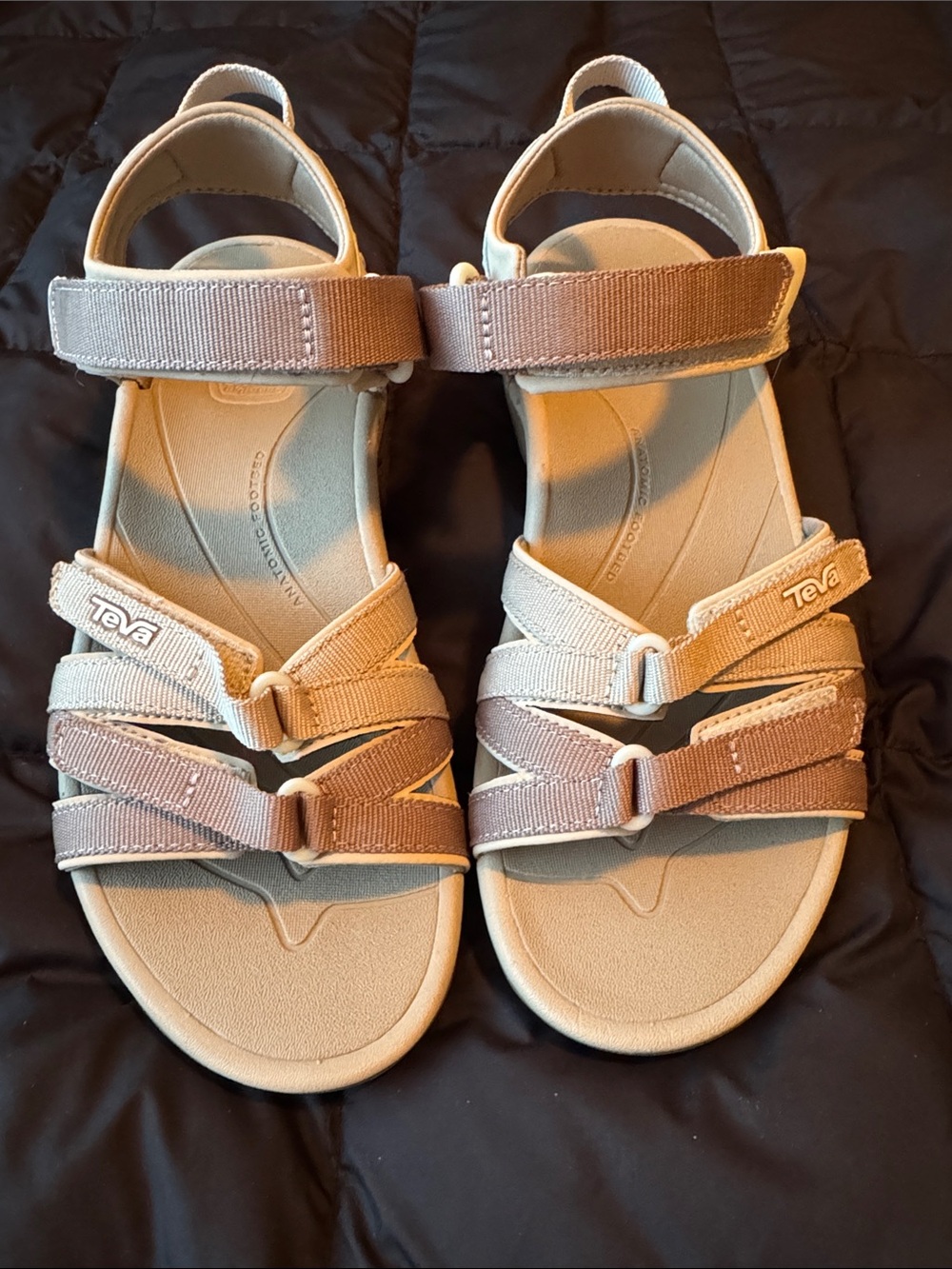 Teva Neutral Beige and Light Brown Strappy Sandals